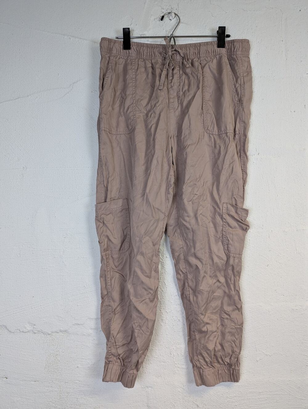 C&C California Cargo Pants Crop Capri Ankle Tan Lightweight Basic Lyocell Large